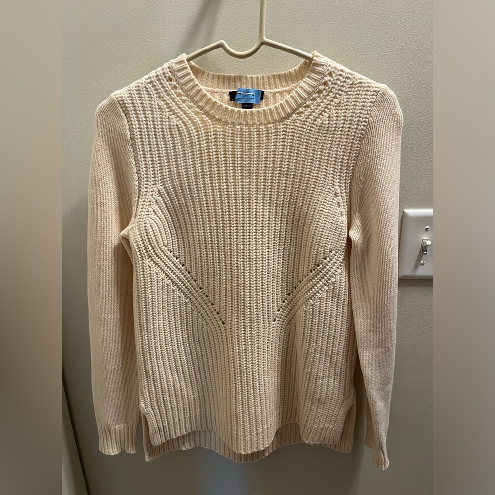 JCrew Lambswool Pointelle Sweater in Snow, Small